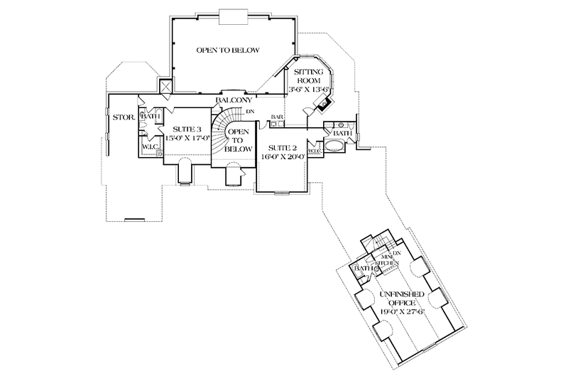 House Blueprint - Floor Plan - Upper Floor for Country House Plan #453-402 - 3 bed, 4 bath