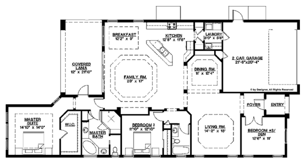 Architectural House Design - Country Floor Plan - Main Floor Plan #1017-18
