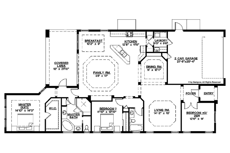 Dream House Plan - Floor Plan - Main Floor for Country House Plan #1017-18 - 2 bed, 2 bath