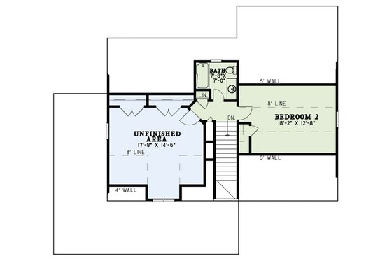 Floor Plan - Upper Floor for Craftsman House Plan #17-3427 - 2 bed, 2.5 bath