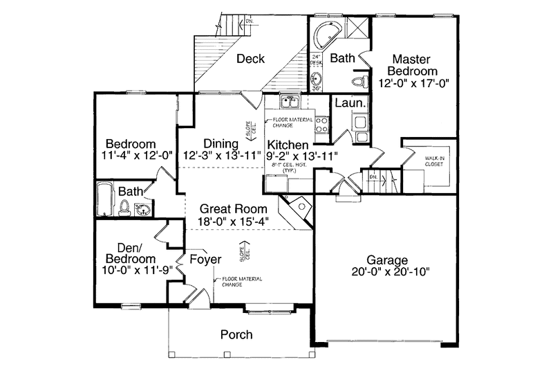 Home Plan - Floor Plan - Main Floor for Country House Plan #46-570 - 3 bed, 2 bath