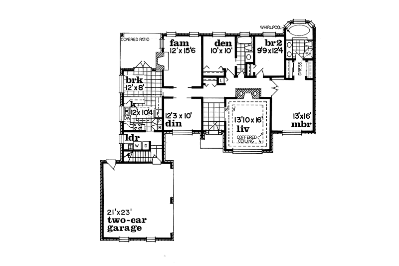 Home Plan - Floor Plan - Main Floor for Prairie House Plan #47-986 - 2 bed, 2 bath
