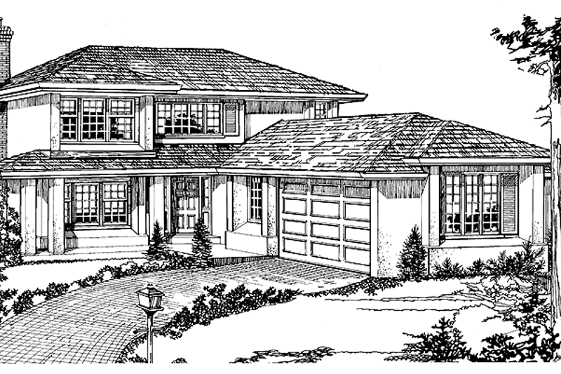 Architectural House Design - Prairie Exterior - Front Elevation Plan #47-691
