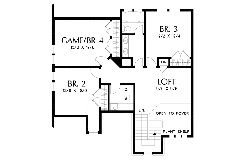 Architectural House Design - Floor Plan - Upper Floor for Craftsman House Plan #48-677 - 4 bed, 2.5 bath