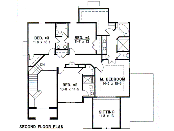 European Floor Plan - Upper Floor Plan #67-695