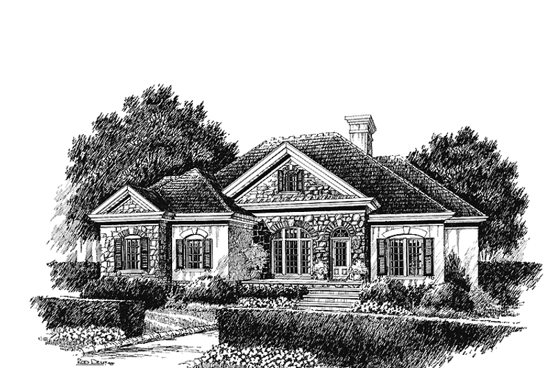 Home Plan - Exterior - Front Elevation 3 for Country House Plan #429-221 - 3 bed, 3 bath