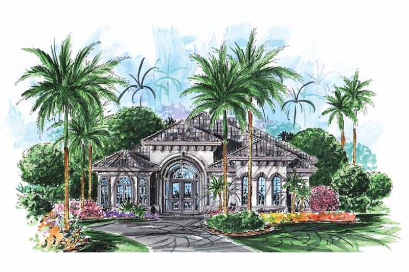 House Blueprint - Exterior - Front Elevation 3 for Mediterranean House Plan #1017-117 - 2 bed, 2 bath