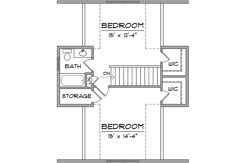 House Blueprint - Floor Plan - Upper Floor for Craftsman House Plan #981-17 - 3 bed, 2 bath