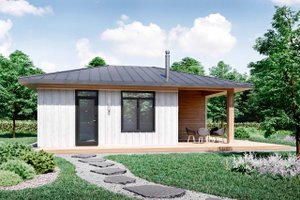 Cabin Exterior - Front Elevation Plan #924-20