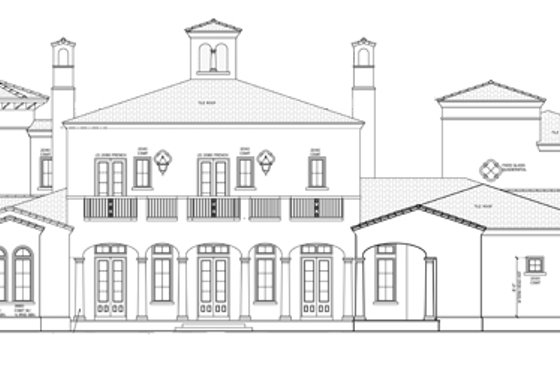 Exterior - Rear Elevation for Mediterranean House Plan #1058-25 - 5 bed, 6 bath