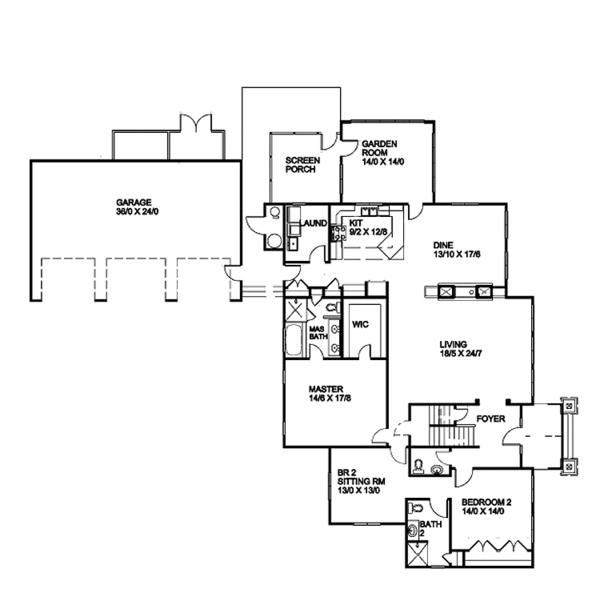 House Plan Design - Craftsman Floor Plan - Main Floor Plan #939-12