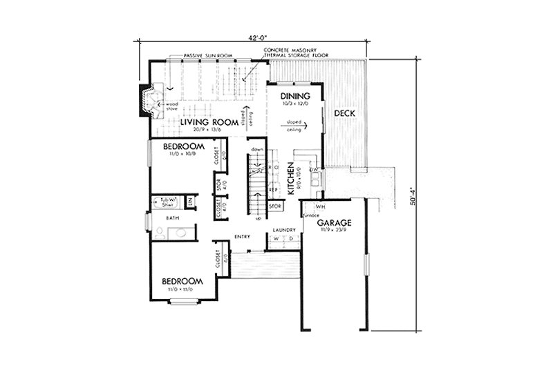 Home Plan - Floor Plan - Main Floor for Contemporary House Plan #320-1183 - 3 bed, 2 bath