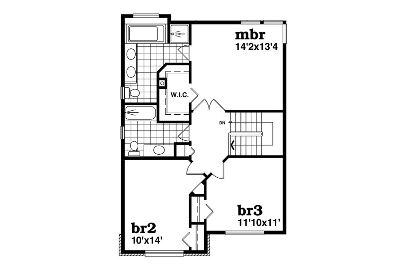 Architectural House Design - Floor Plan - Upper Floor for Colonial House Plan #47-904 - 3 bed, 2.5 bath