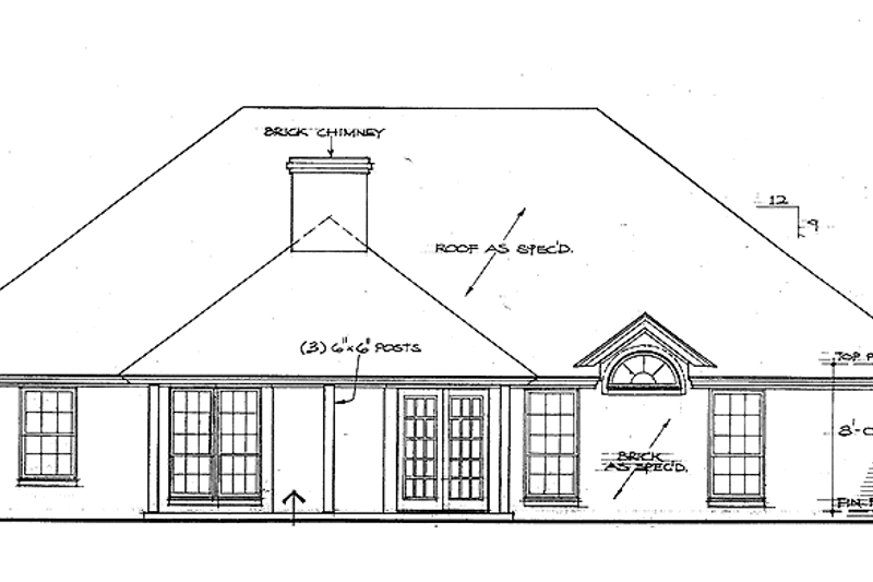 Home Plan - Exterior - Rear Elevation for European House Plan #310-1182 - 3 bed, 2 bath