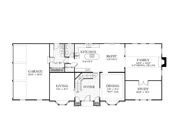 Home Plan - Colonial Floor Plan - Main Floor Plan #1029-29