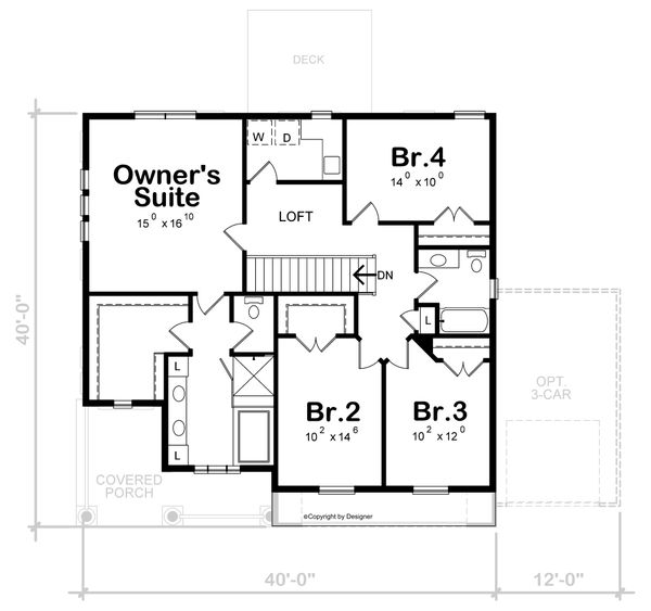 House Plan Design - Craftsman Floor Plan - Upper Floor Plan #20-2453