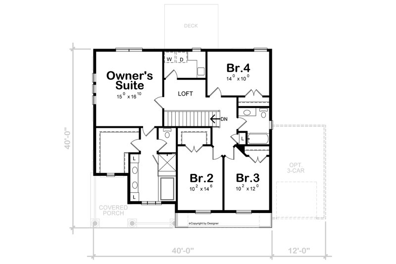 Home Plan - Floor Plan - Upper Floor for Craftsman House Plan #20-2453 - 4 bed, 2.5 bath