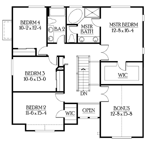 Architectural House Design - Craftsman Floor Plan - Upper Floor Plan #132-305