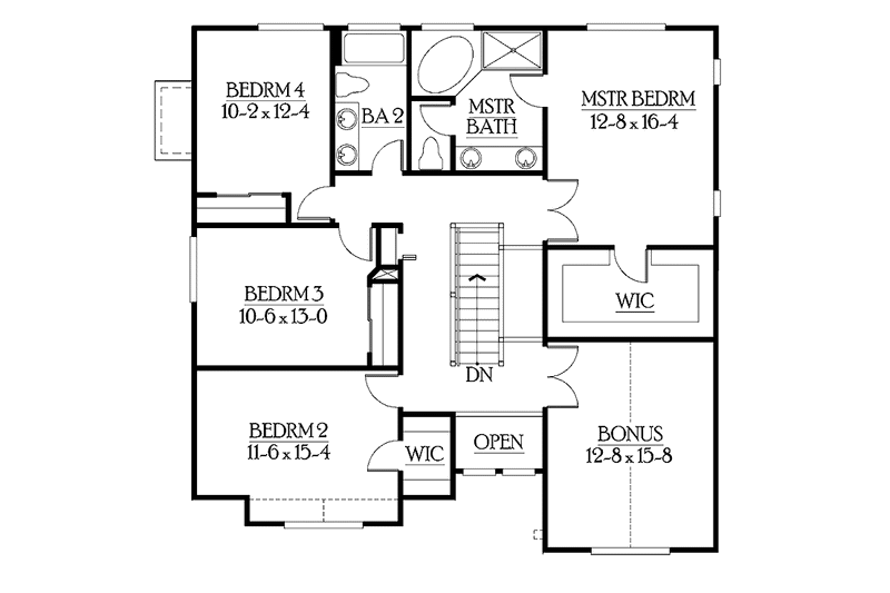 Home Plan - Floor Plan - Upper Floor for Craftsman House Plan #132-305 - 4 bed, 2.5 bath
