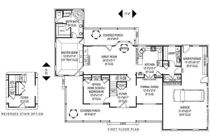Dream House Plan - Floor Plan - Main Floor for Country House Plan #11-230 - 4 bed, 2.5 bath