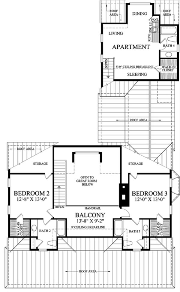 Southern Floor Plan - Upper Floor Plan #137-265