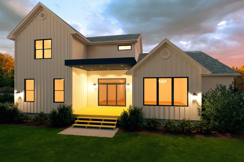 House Blueprint - Exterior - Rear Elevation for Farmhouse House Plan #1111-6 - 4 bed, 2.5 bath