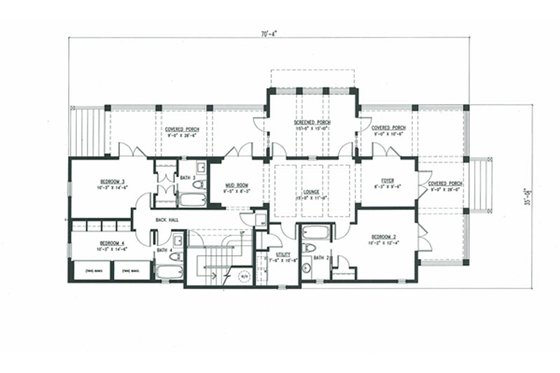 Floor Plan - Lower Floor for Beach House Plan #443-10 - 4 bed, 5 bath