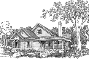 Exterior - Front Elevation for Country House Plan #929-510 - 3 bed, 2 bath