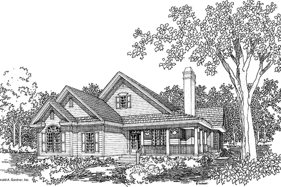 Exterior - Front Elevation for Country House Plan #929-510 - 3 bed, 2 bath