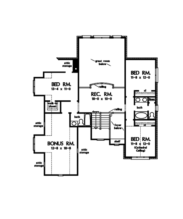 Traditional Floor Plan - Upper Floor Plan #929-840
