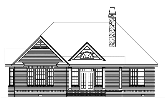 Exterior - Rear Elevation for Ranch House Plan #929-508 - 4 bed, 2.5 bath
