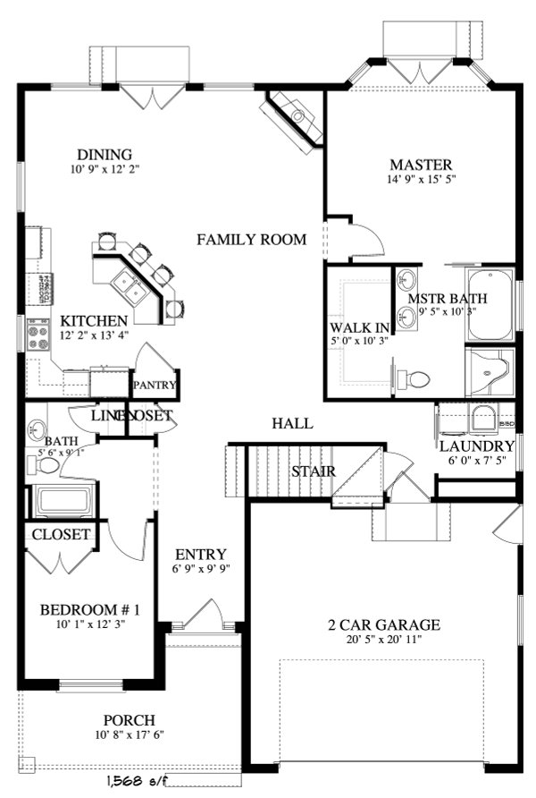 House Design - Ranch Floor Plan - Main Floor Plan #1060-5