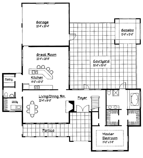 Architectural House Design - Mediterranean Floor Plan - Main Floor Plan #1051-12