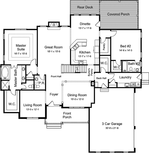 House Blueprint - European Floor Plan - Main Floor Plan #994-29