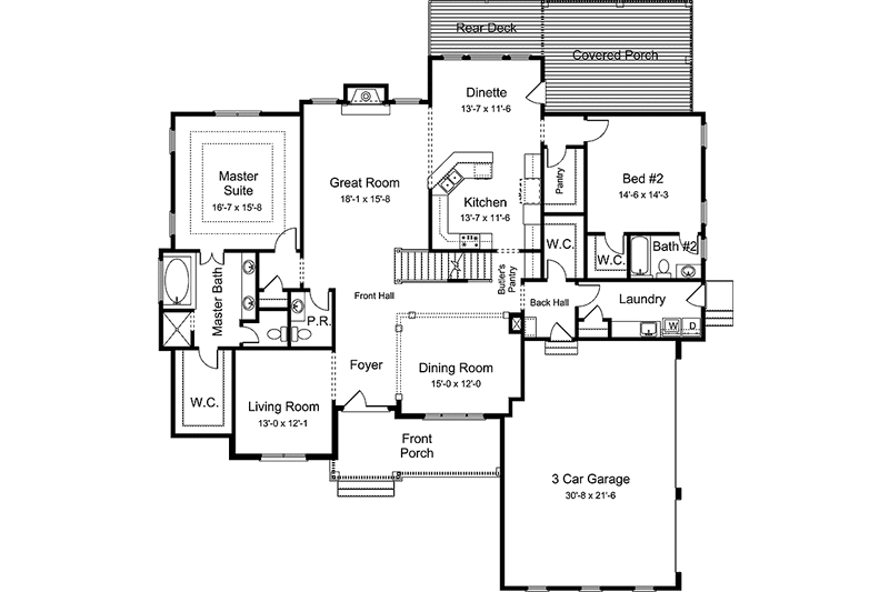 Home Plan - Floor Plan - Main Floor for European House Plan #994-29 - 5 bed, 4.5 bath