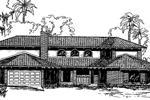 Dream House Plan - Exterior - Front Elevation for Mediterranean House Plan #60-716 - 5 bed, 3 bath