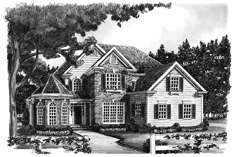 House Blueprint - Exterior - Front Elevation 3 for Colonial House Plan #927-586 - 4 bed, 3 bath