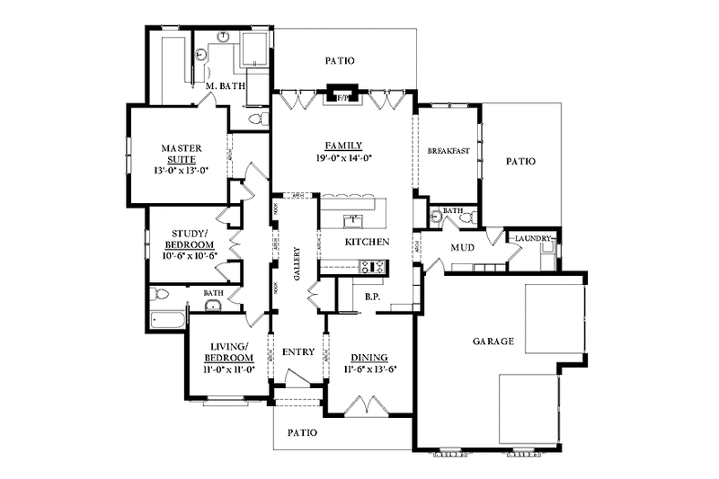 Architectural House Design - Floor Plan - Main Floor for Country House Plan #937-27 - 3 bed, 2.5 bath
