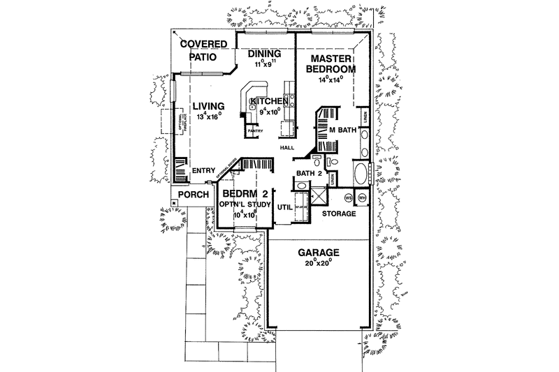 Architectural House Design - Floor Plan - Main Floor for Ranch House Plan #472-282 - 2 bed, 2 bath