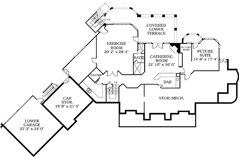 Dream House Plan - Floor Plan - Lower Floor for European House Plan #453-318 - 4 bed, 5.5 bath
