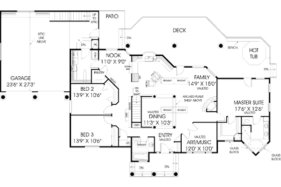 Floor Plan - Main Floor for Country House Plan #60-223 - 3 bed, 2 bath