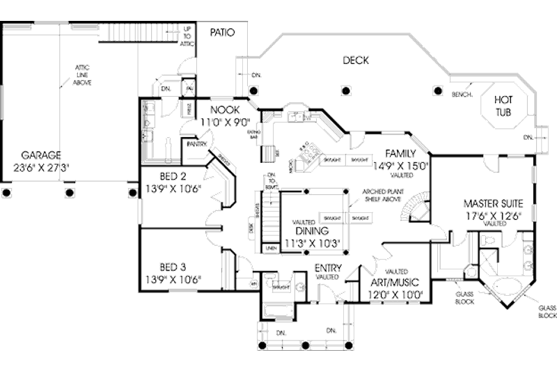 House Blueprint - Floor Plan - Main Floor for Country House Plan #60-223 - 3 bed, 2 bath