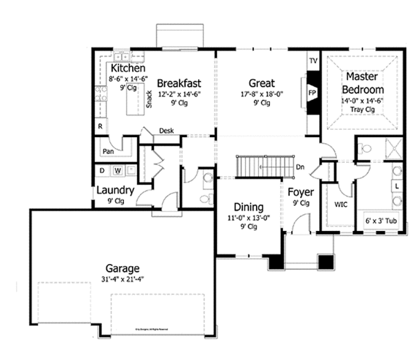 Dream House Plan - European Floor Plan - Main Floor Plan #51-971
