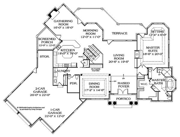 Architectural House Design - Mediterranean Floor Plan - Main Floor Plan #453-324