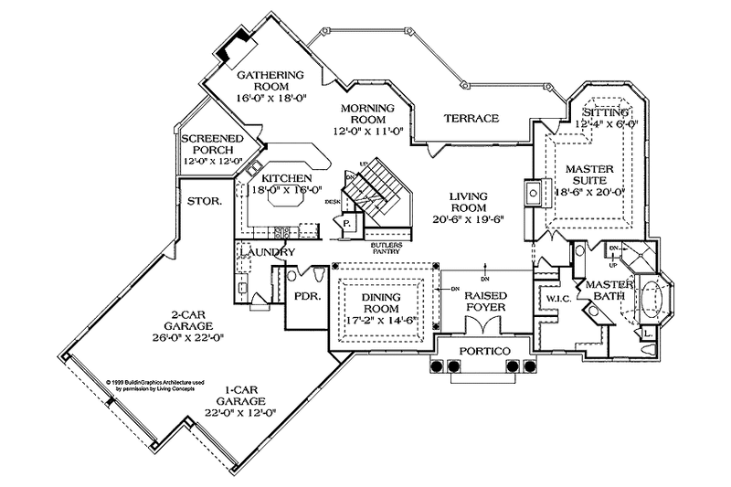Dream House Plan - Floor Plan - Main Floor for Mediterranean House Plan #453-324 - 5 bed, 4 bath