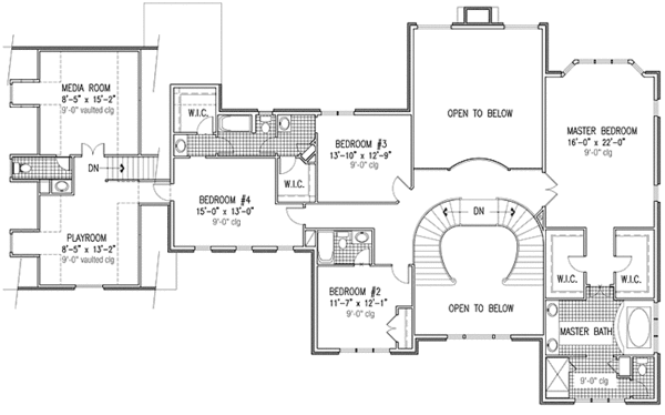 House Blueprint - Classical Floor Plan - Upper Floor Plan #953-130