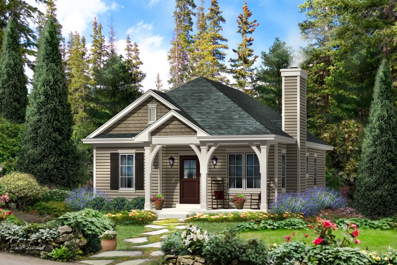 Cottage Style House Plan - 2 Beds 2 Baths 1061 Sq/Ft Plan #22-568
