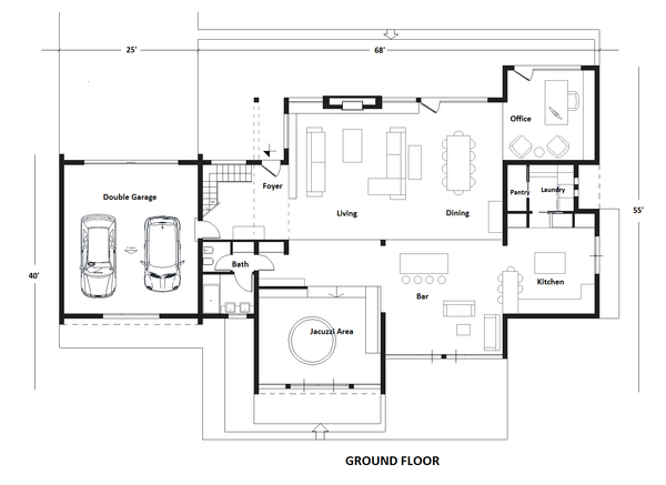 Architectural House Design - Modern Floor Plan - Main Floor Plan #542-1