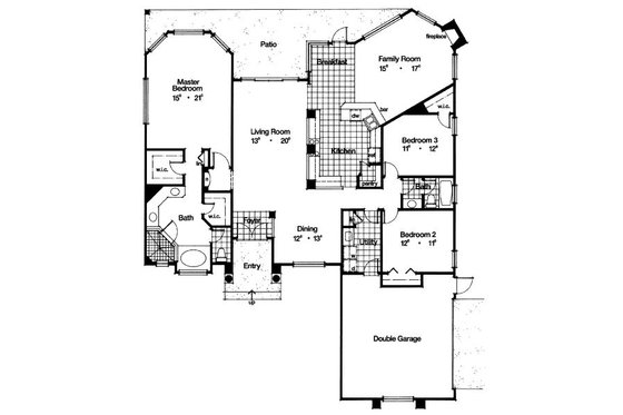 Floor Plan - Main Floor for Mediterranean House Plan #417-228 - 3 bed, 2 bath