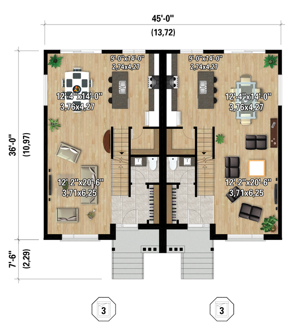 House Blueprint - Colonial Floor Plan - Main Floor Plan #25-5041
